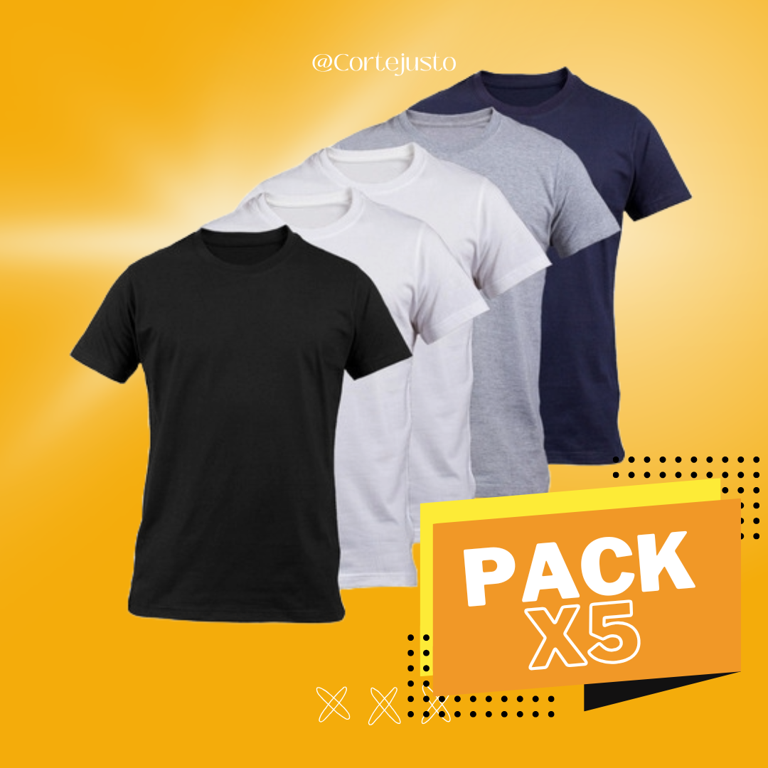 Remeras basicas PACK X5